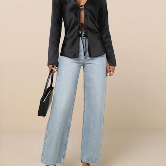 Lulus Tie Front Collared Top - Picture 5 of 6